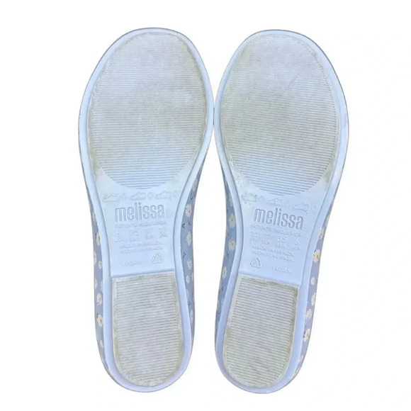 Melissa Floral Ballet Flats Sandals Shoes Size 6 Blue Daisies Pull On Round Toe - Picture 5 of 8